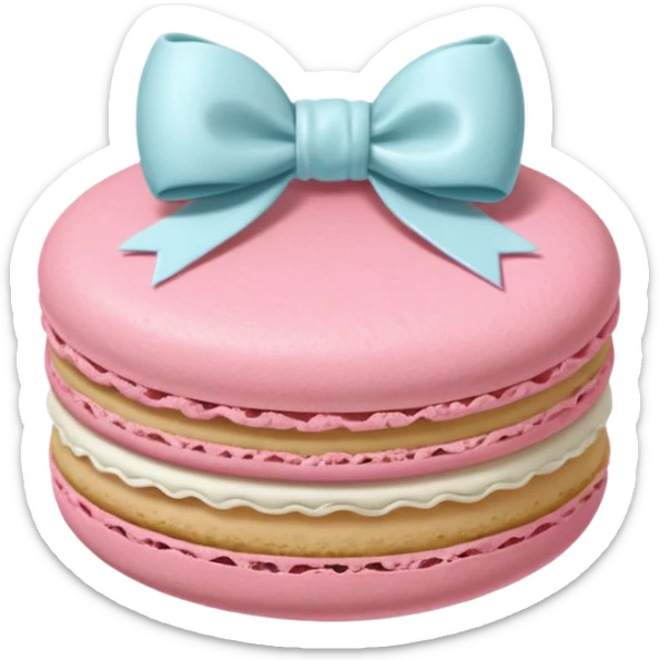 A light pink macaron with a bow on top. sticker