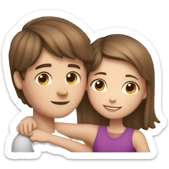 White skin Young man and girl hugs with heart sticker