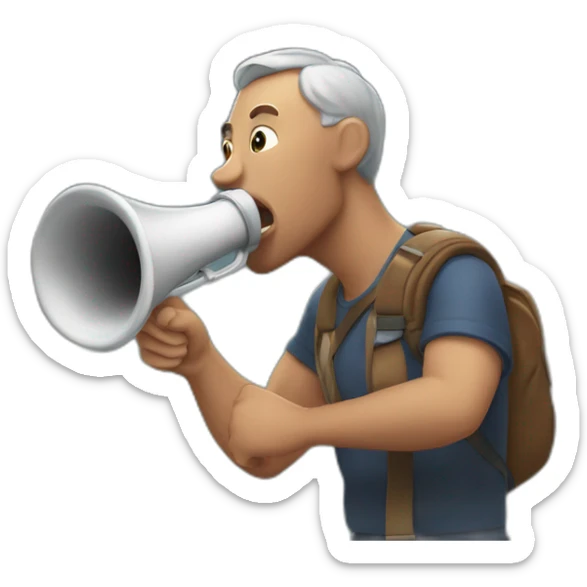 the man who blows the horn against the background of the mountains sticker