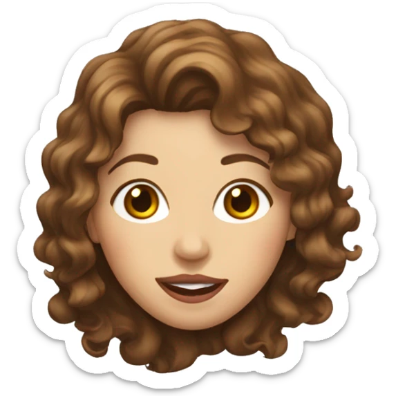 White woman with wavy brown hair sticking tongue out sticker