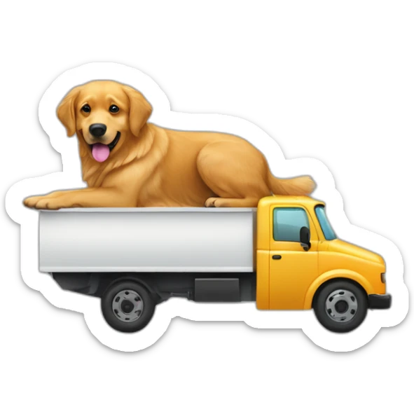 Golden retriever and rottweiller in a moving truck sticker