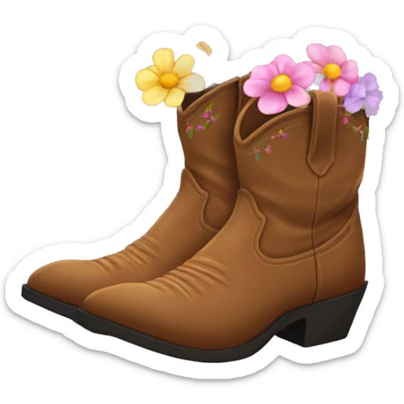 cowboy boots with flowers coming out of the top sticker