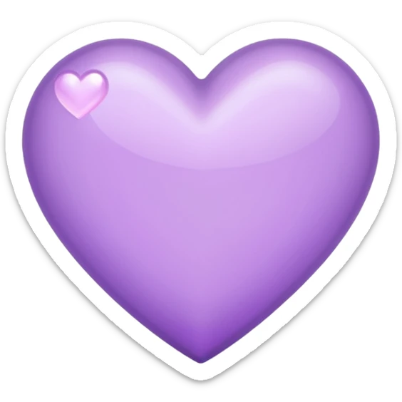A light purple heart emoji that has the same shape as a normal heart emoji and light reflecting is from the tip of the heart and not in a circular  shape sticker