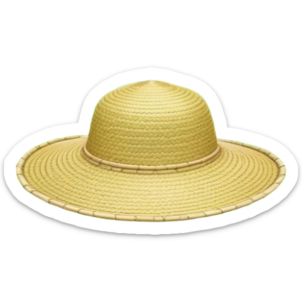 Cinematic Realistic image of a traditional rice farmer's hat, crafted from woven natural fibers with delicate texture details, set against a lush backdrop of vibrant green rice paddies under gentle, early morning light that evokes rural tradition. sticker
