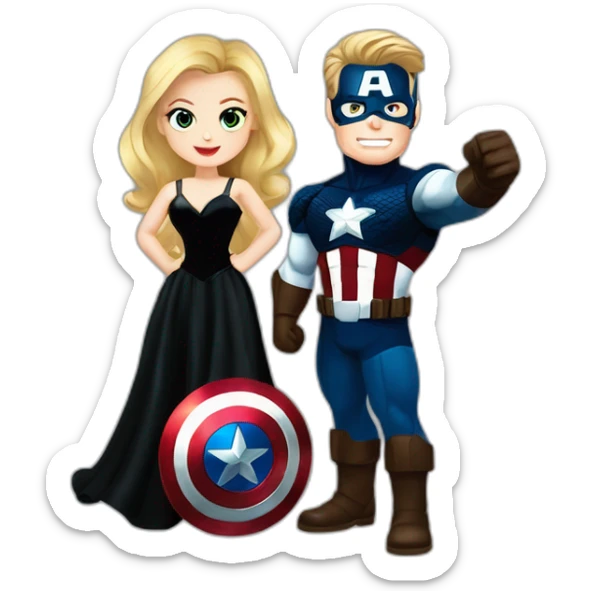 Captain america and wanda cuple pic avengers with black dress sticker