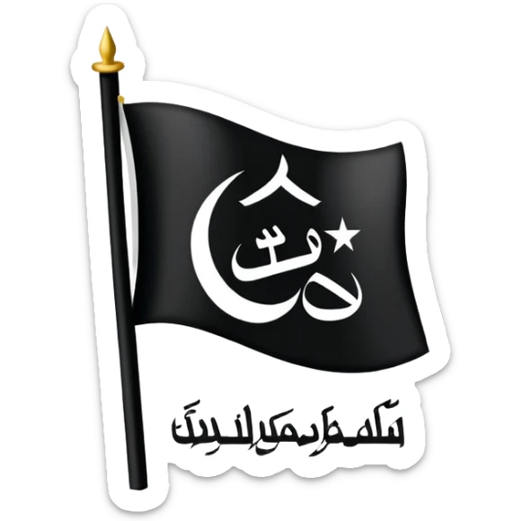 I want full Black colour flag and  The script on the flag is written in the Thuluth script. It is the shahada or Islamic declaration of faith: لَا إِلٰهَ إِلَّا الله مُحَمَّدٌ رَسُولُ الله sticker