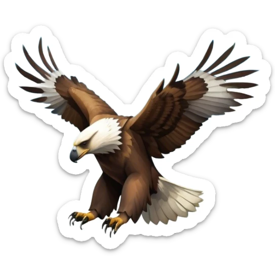 Collage of wild animals: a majestic bear in a lush green forest, a soaring eagle in the sky. A vibrant and detailed nature scene, capturing the beauty of wildlife. Transparent background. sticker