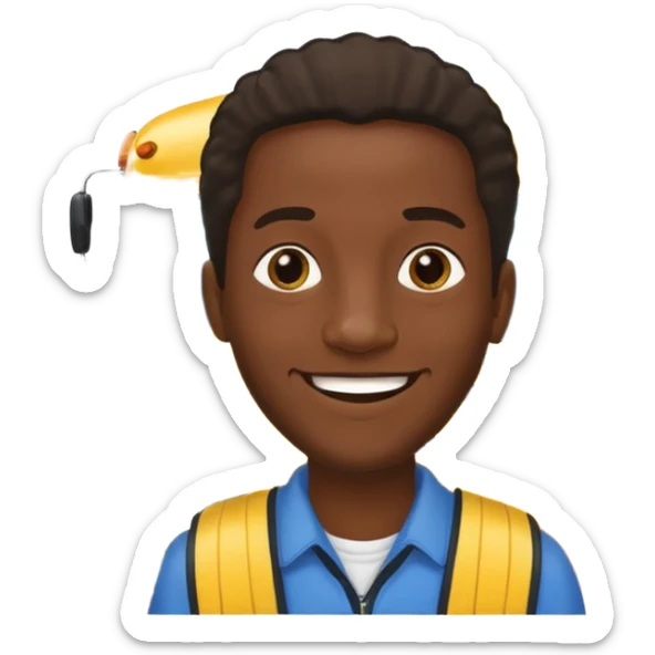 a school bus with a jamaican man saying bomboclat ("BOMBOCLAT' in speech buble) sticker