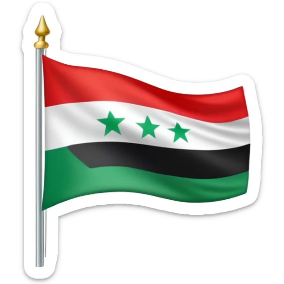 New syrien flag , green then white with 3 red stars then black sticker