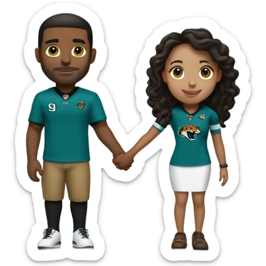 Brown guy and brown girl withJacksonville jaguars  clothes holding hands sticker