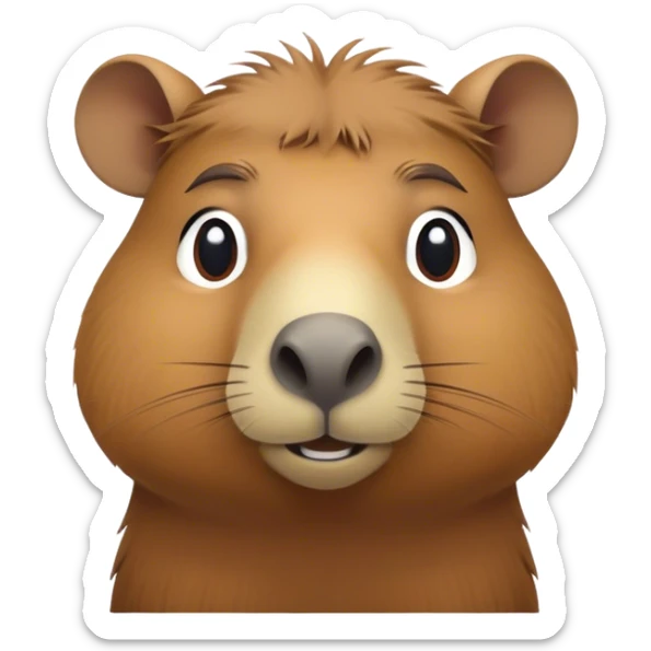 Cinematic Noble Capybara Portrait Emoji, Poised and serene, with a robust, rounded build covered in soft, earthy fur and gentle, wise eyes, Simplified yet sharp and sophisticated features, highly detailed, glowing with a warm, natural glow, high shine, intelligent and calm, stylized with an air of understated authority, focused and attentive, soft glowing outline, capturing the essence of a watchful and confident guardian that feels as though it could step out of the screen with effortless authority! sticker
