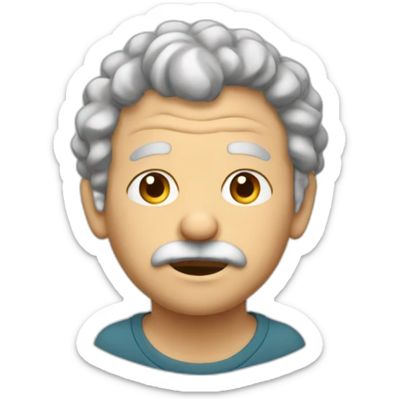 head only of short light brown very curly hair, big broken nose,gotee, old person sticker