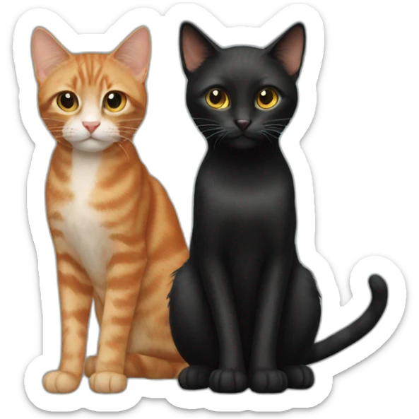 2 male black cats and one female kitten with ginger woman sticker
