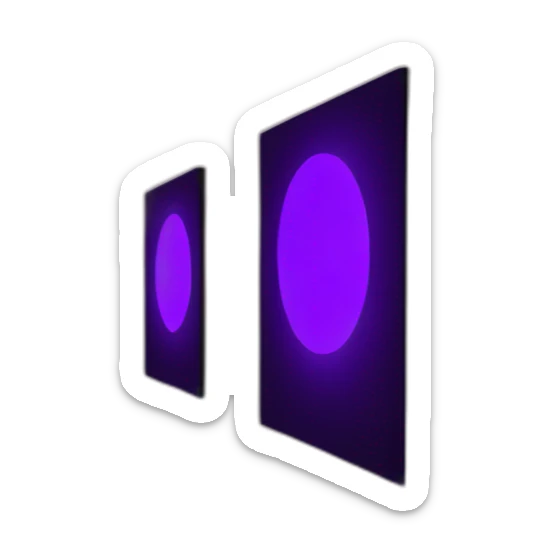 Nightclub entry hall with 3 large 2/3 circular purple and blue led lights in the entry hall way sticker