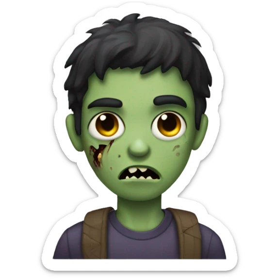 teen boy zombie with dark hair and dark eyes sticker