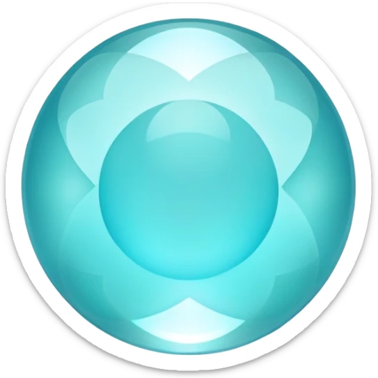 Round cut smithsonite gemstone with aqua blue color and holographic color play sticker