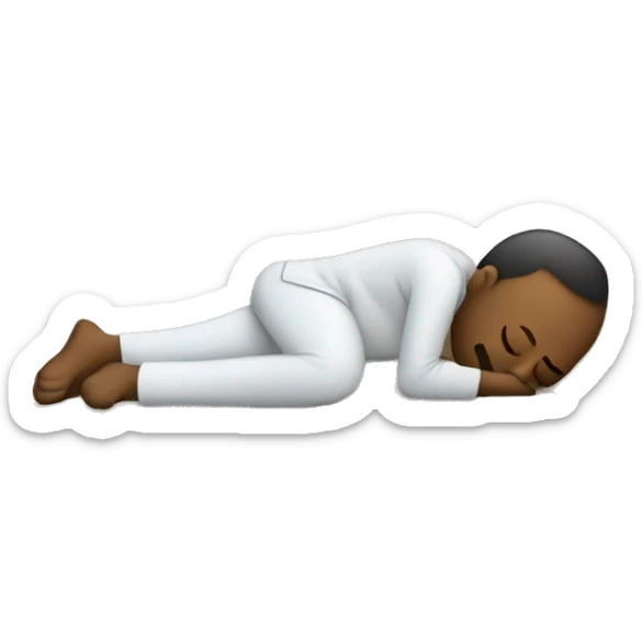 A person who has fallen asleep in an awkward position and is cecked out from the world. Maybe half on the couch and half on the floor face covered  sticker