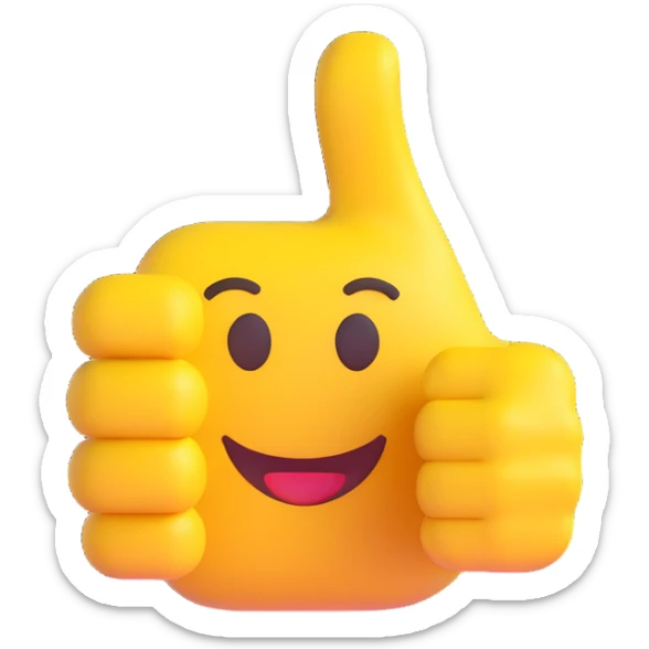 yellow thumbs up emoji in Windows 11 style, facing left, identical to the standard Windows 11 thumbs up emoji but mirrored to face left sticker