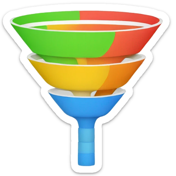 create an emoji of one funnel with 4 different colors and parts  sticker
