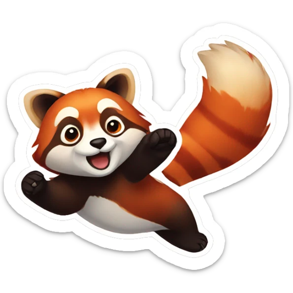 sticker with a red panda waving its paw as a sign of greeting sticker
