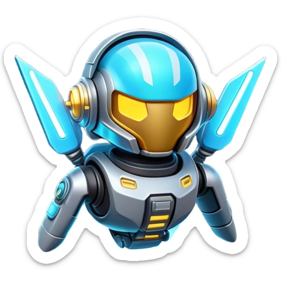 Clash of Clans aesthetic: Cinematic Playful 3D Isometric Jetpack Emoji, rendered in a 3D vector-style similar to standard emojis with minimal shading and bold, simplified shapes. A compact, distinct form with signature details, softly glowing with a futuristic sci-fi warfare charm. Simplified yet unmistakably iconic, highly detailed and consistent, glowing with a soft radiance and high shine. Stylized with a touch of high-tech brilliance and a soft glowing outline, capturing the essence of a beloved gaming relic with a friendly, playful manner! sticker