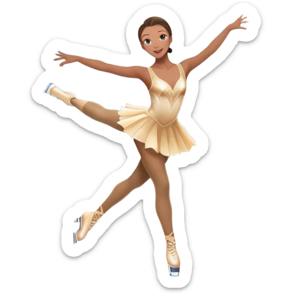 A grand ice rink palace with shining spotlights and cheering spectators in the stands. A graceful figure skater performing a spin on the ice. Transparent background highlights the elegance and artistry of figure skating sticker