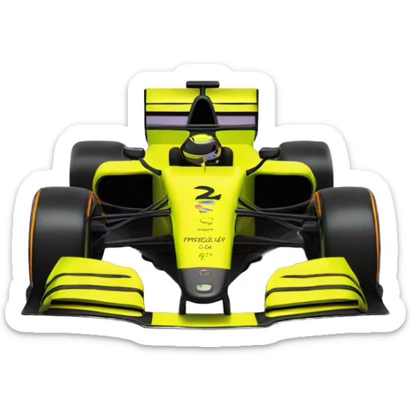 2024 miami livery mclaren formula 1 car with Fluorescent yellow helmet sticker
