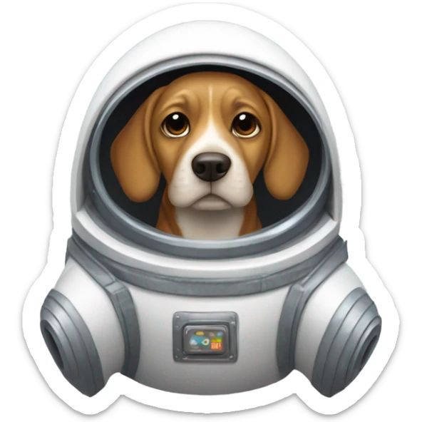 Dog wearing a hoodie in a space suit in a rocket ship in space sticker
