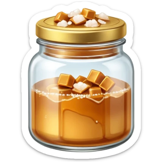 Salted caramel jar with small peaces of salt and without face emoji  sticker