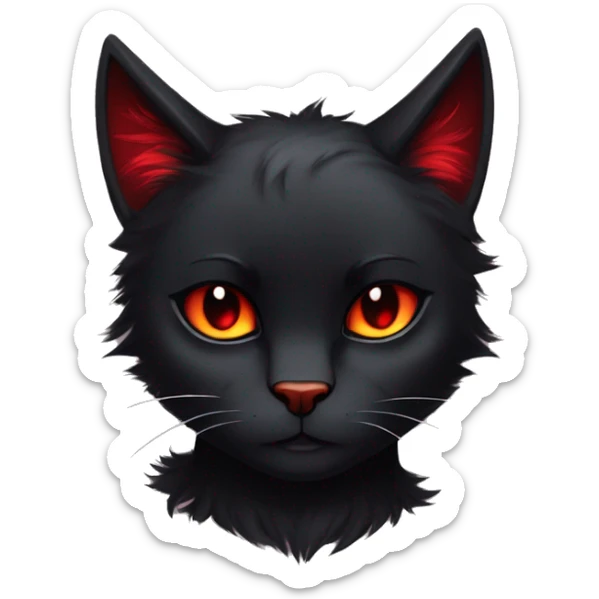 Anthro Edgy Cool Beautiful Black Cat-Fursona with Emo Hair-bangs with Red Streaks sticker