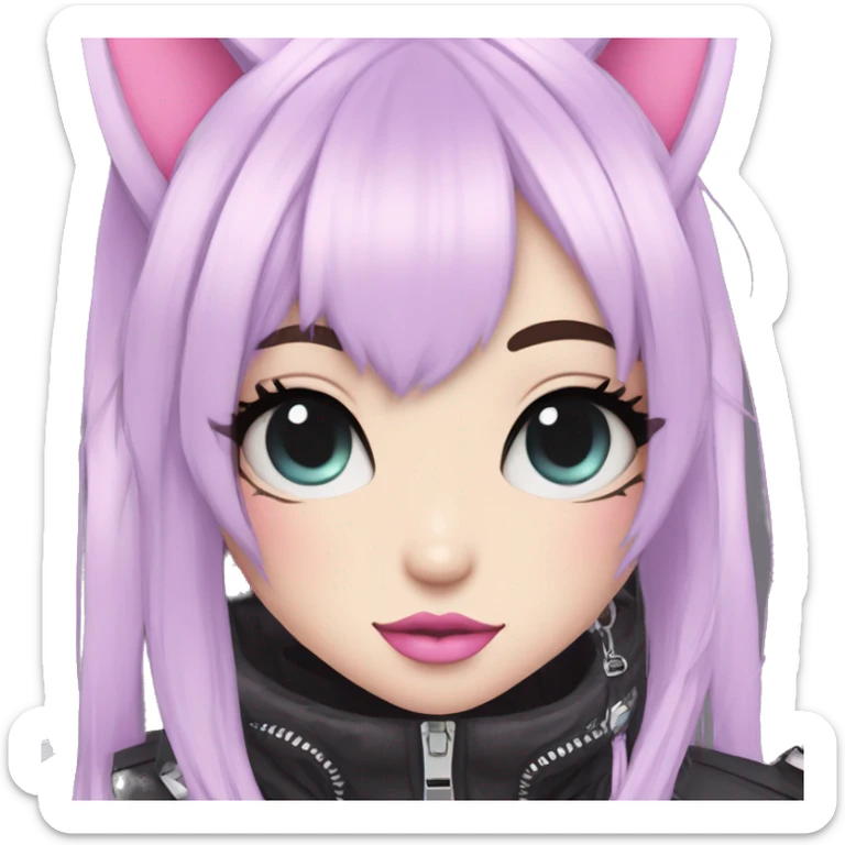 Edgy Kawaii Cute Cool Pastel Cartoon Beautiful Elegant Pretty Anime Punk Techwear Gothic Catgirl sticker
