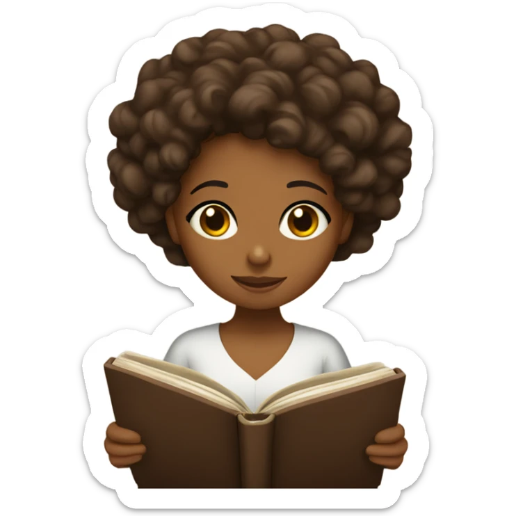 Brown girl with curly hair reading the Bible  sticker