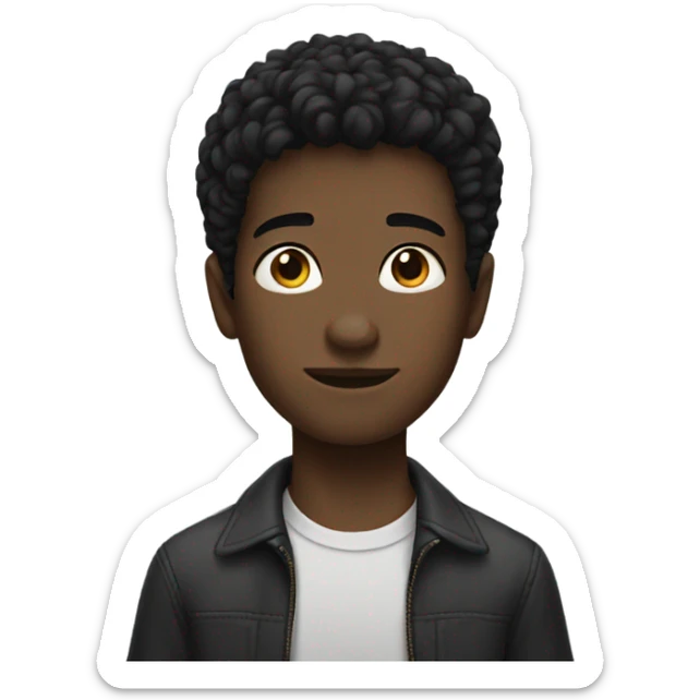 solo portrait of black hair boy sticker