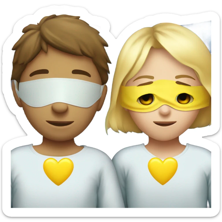 Two blonde children, sick, each in their own bed, wearing masks, one Boy, one girl,, at home, get well soon sign with yellow heart sticker