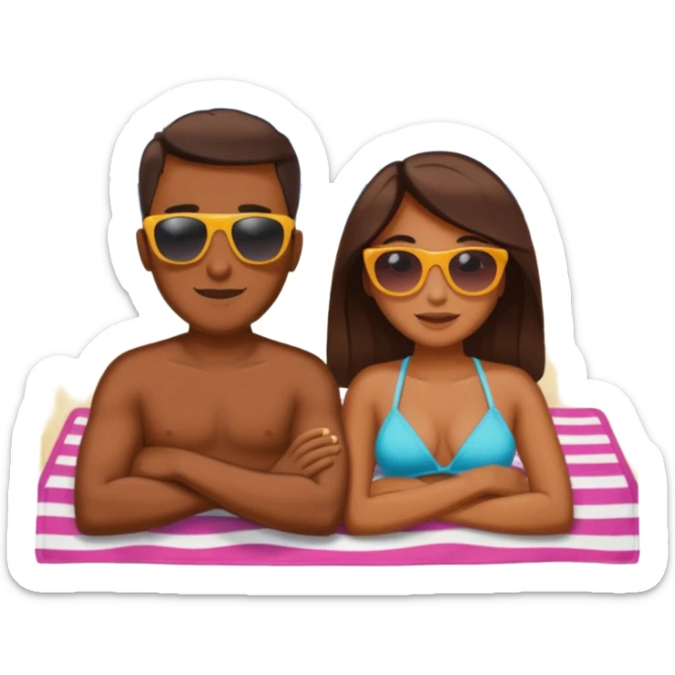 quiero que pongas ubna apreja morena tomando el sol y relajados sticker