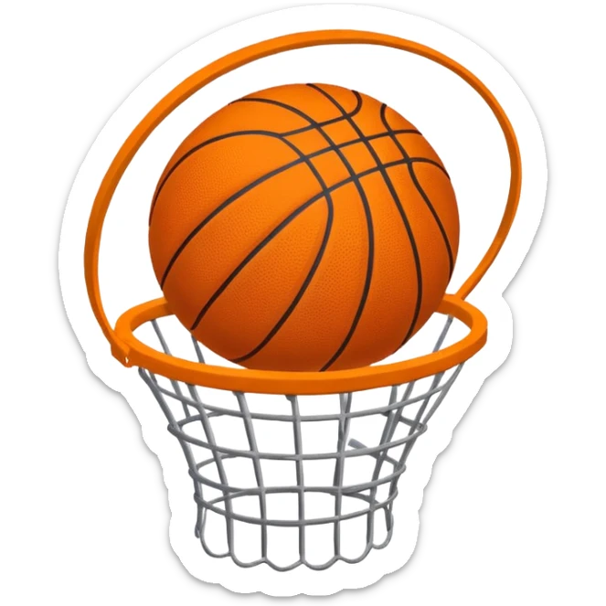 basketball airball emoji, ball missing the basket, whoosh lines sticker