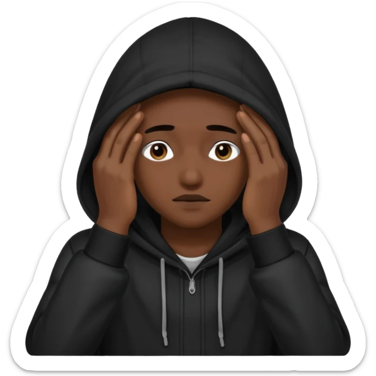 🥷🏽: inspire toi de cet emoji faisant en sorte qu’il est les mains sur ses yeux et garde sa cagoule noir sticker