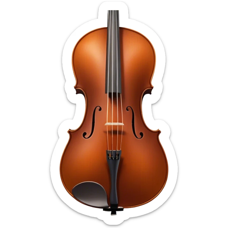 Cinematic Realistic Cello, deep brown polished wood, elegant f-holes curving gracefully, warm golden lighting creating depth, bow gently resting on the strings, glowing with the rich resonance of classical artistry. sticker
