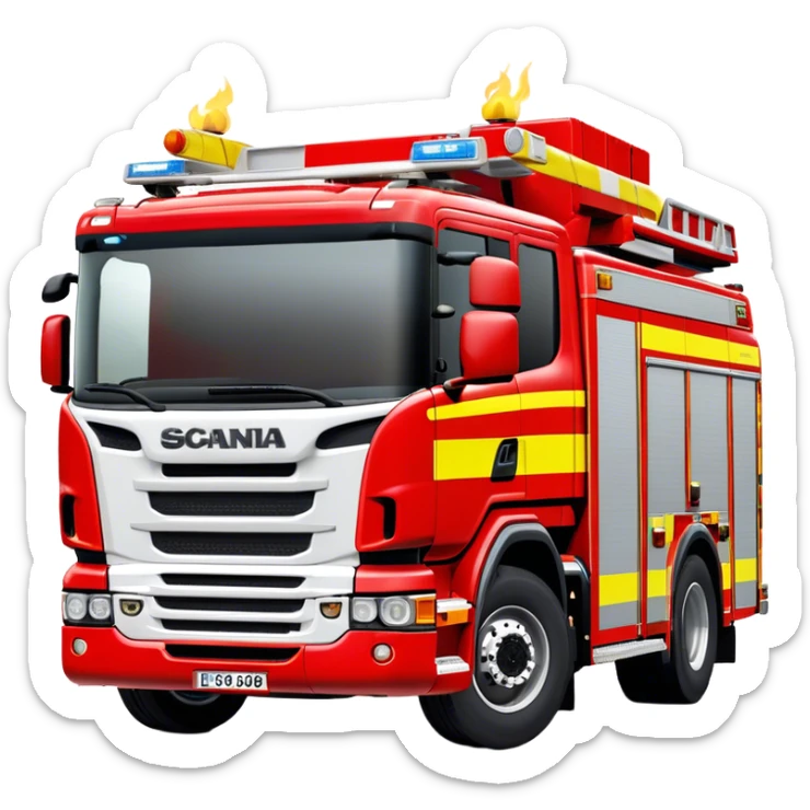 Fire Truck - Scania P320 Fire Truck (Model Year: 2015) (Iconic Colour: Red with white and yellow stripes) sticker