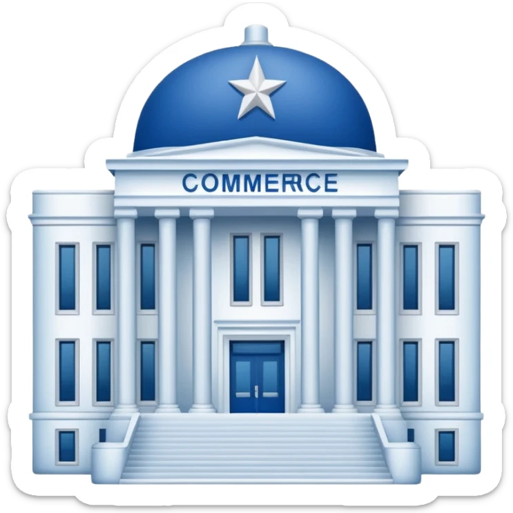 News graphic of department of commerce sticker