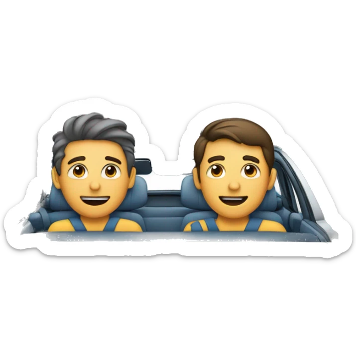 2 person in a car where one person is a man and other one is a kid sticker