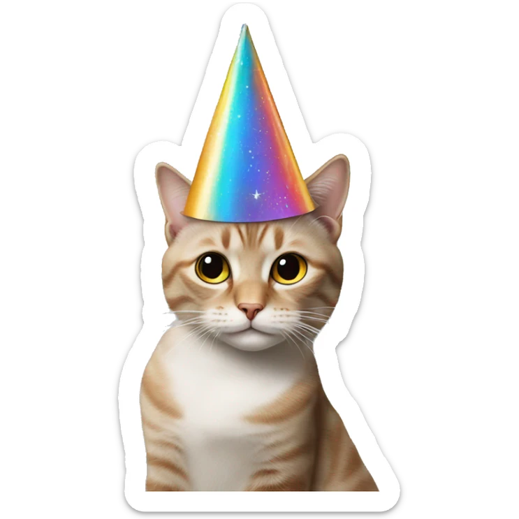 cat wearing a birthday hat at a star wars birthday party sticker