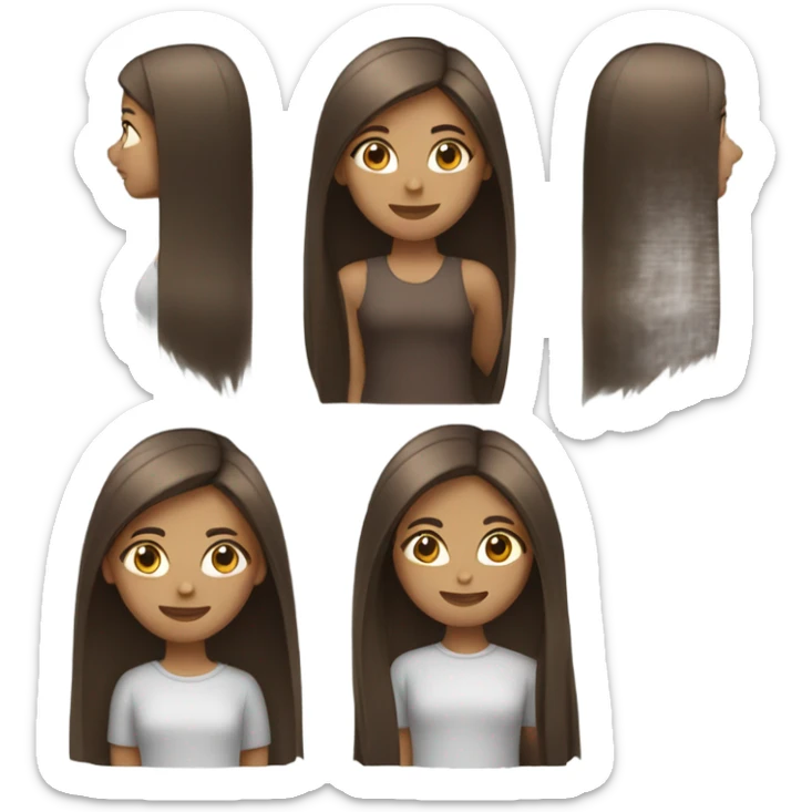 A girl with long straight hair brown or black  sticker