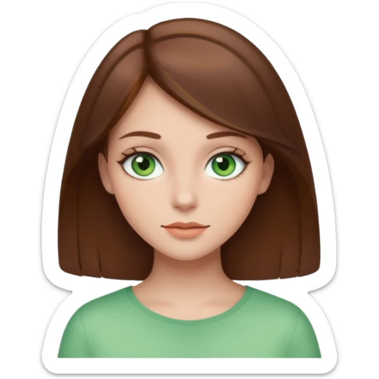 Clean girl whit brown hair and green eyes sticker
