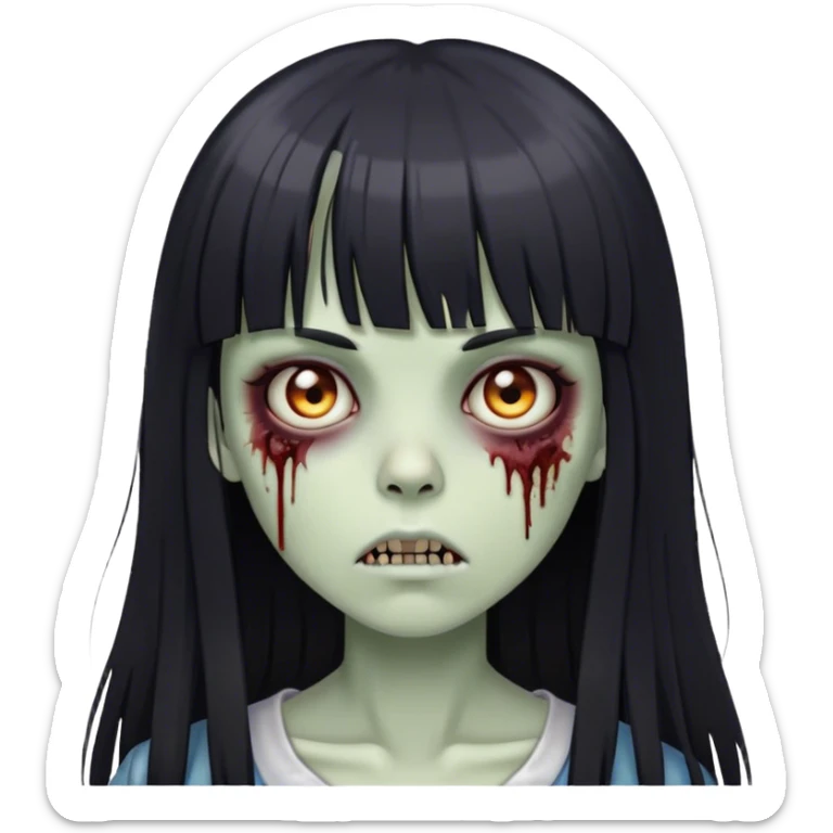 zumbie girl with black long straight hair with bangs (like this 🧟‍♀️) sticker