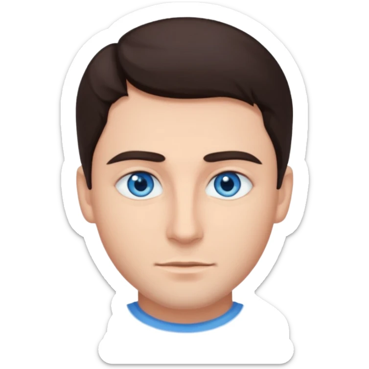 homme yeux bleu azur cheveux brun foncé sticker