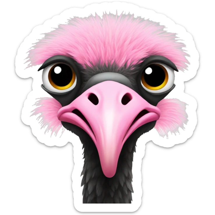 ostrich full body with pink neck and black feathers with white at the border sticker
