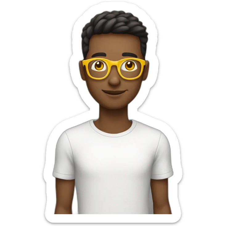 Joven con lentes tipo s en horizontal con copete amarillo ojos castaños y piel blanca sticker