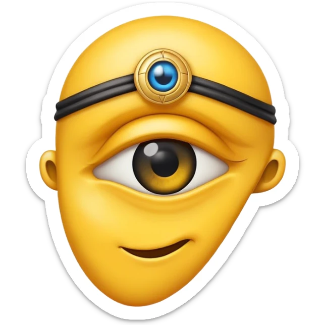 Yellow faced emoji with one eye that looks like eye of rah sticker