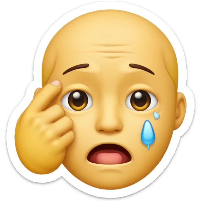 Emoji crying with fist covering his mouth  sticker